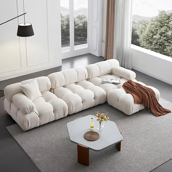 Cream Wind Sofa Fabric Tofu Module Sofa Living Room Mobile Combination Cube Lambskin Sofa 