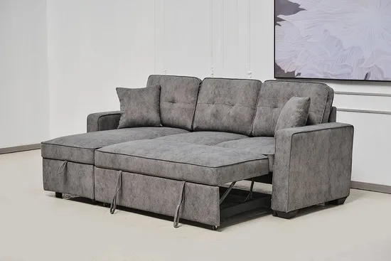 Upholstered Sleeper Sofa Chaise with Storage Chaise L Shaped Sofa Bed 