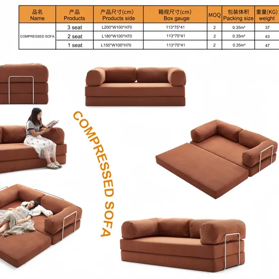 Vacuum Compressed Cream Style Optional Color 3 Seater Sofa Sectional Couch Modular Couch for Living Room 
