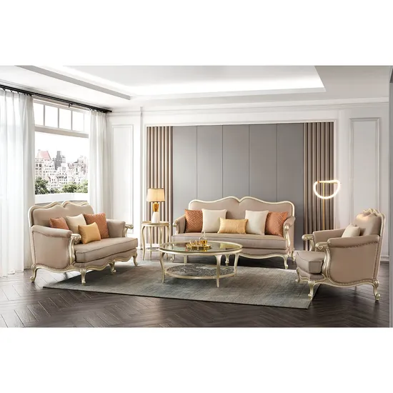 Foshan Quality Modern Luxury Wooden Design Living Room Furniture Leather Sofa 