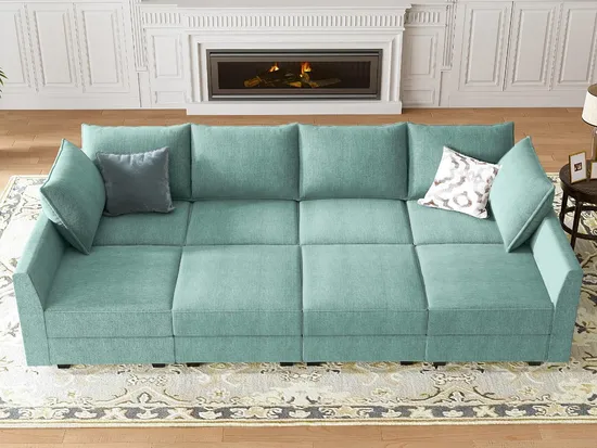 Modern Living Room Sofa Furniture Linen Fabric Modular Storage Sectional Couch Sofa 