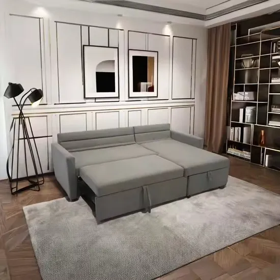 Wholesale Multifunctional L Shape Corner Sofa Bed High Quality Grey Fabric 