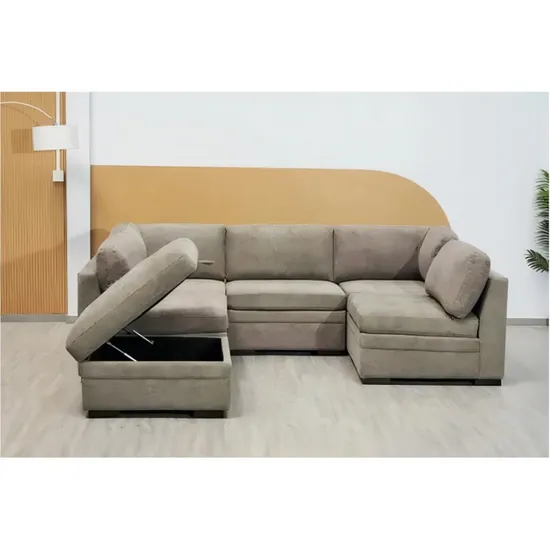 Huayang Discount Convertable Furniture Sectionals Sofa Corner Wooden Sofa Set with Storage 