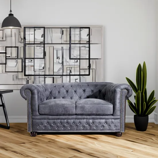 OEM Huayang Customized Leather Living Room Set Modern Fabric Elegant Upholstered Sofa Chesterfield Sofa 