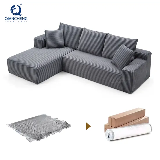 Modern Design Couch High Quality Sectionals Living Room Corduroy Cord Vacuum Compressed Sofa Set 