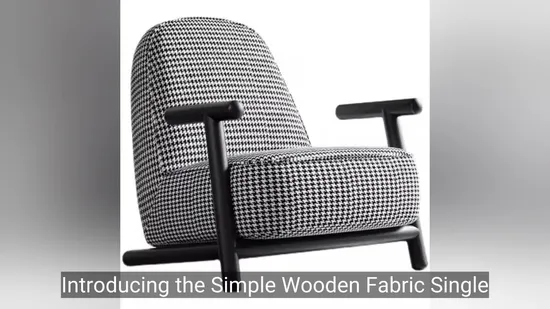 Simple Wooden Fabric Single Leisure Recliner Armchair Solid Wood Living Room Furniture 