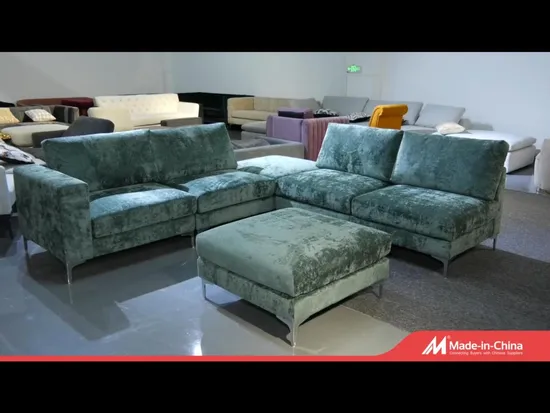 Comfortable Living Room Sofa Metal Decoration Grey Velvet Fabric Modern Sofa Loveseat 