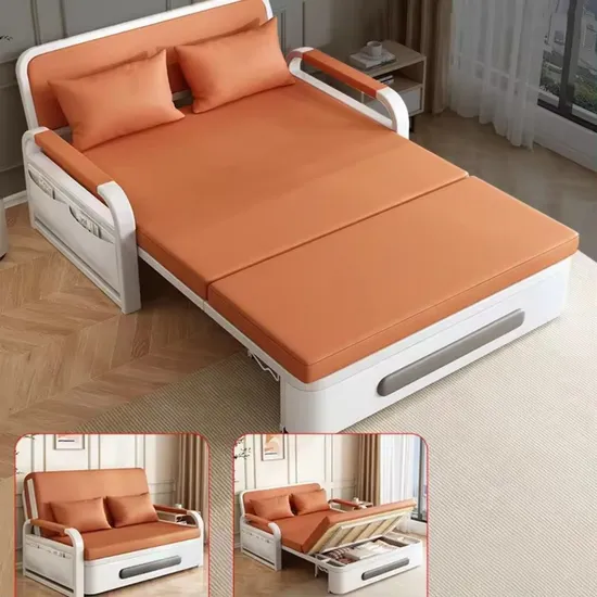Apartment Furniture Sleeper Sofa Chair Recliner Lounge Couches Metal Frame Foldable Sofa 