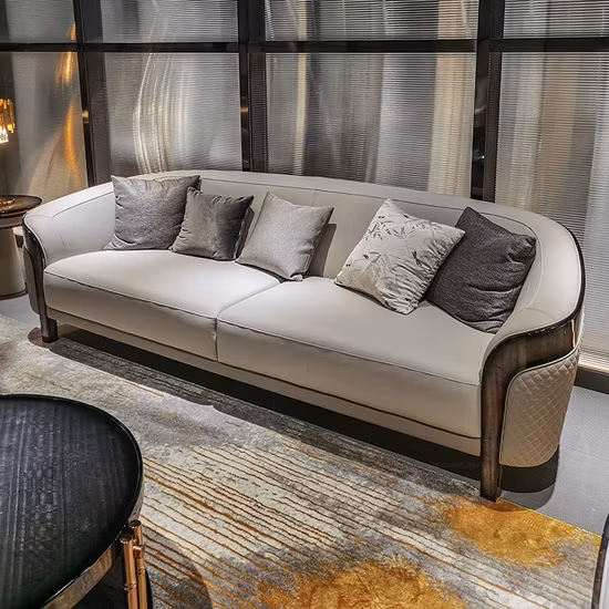 Hot Sale Modern Home Furniture Luxury Wooden Couch Sectional Living Room Leather Fabric Sofa